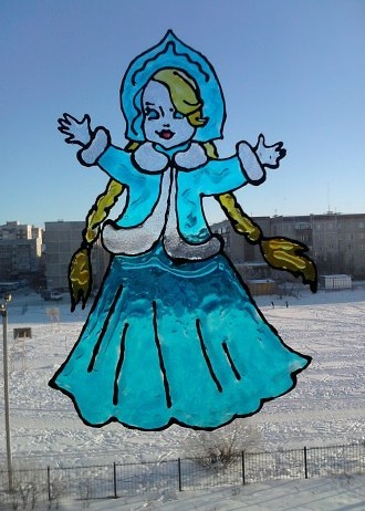 снегурочка на окне